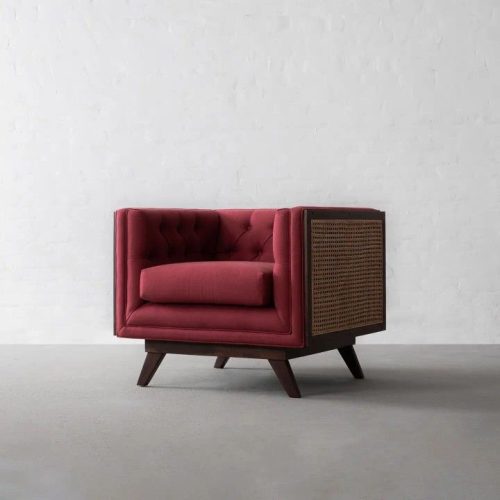 1 seater Bombay Rattan Sofa in Gir Merlot